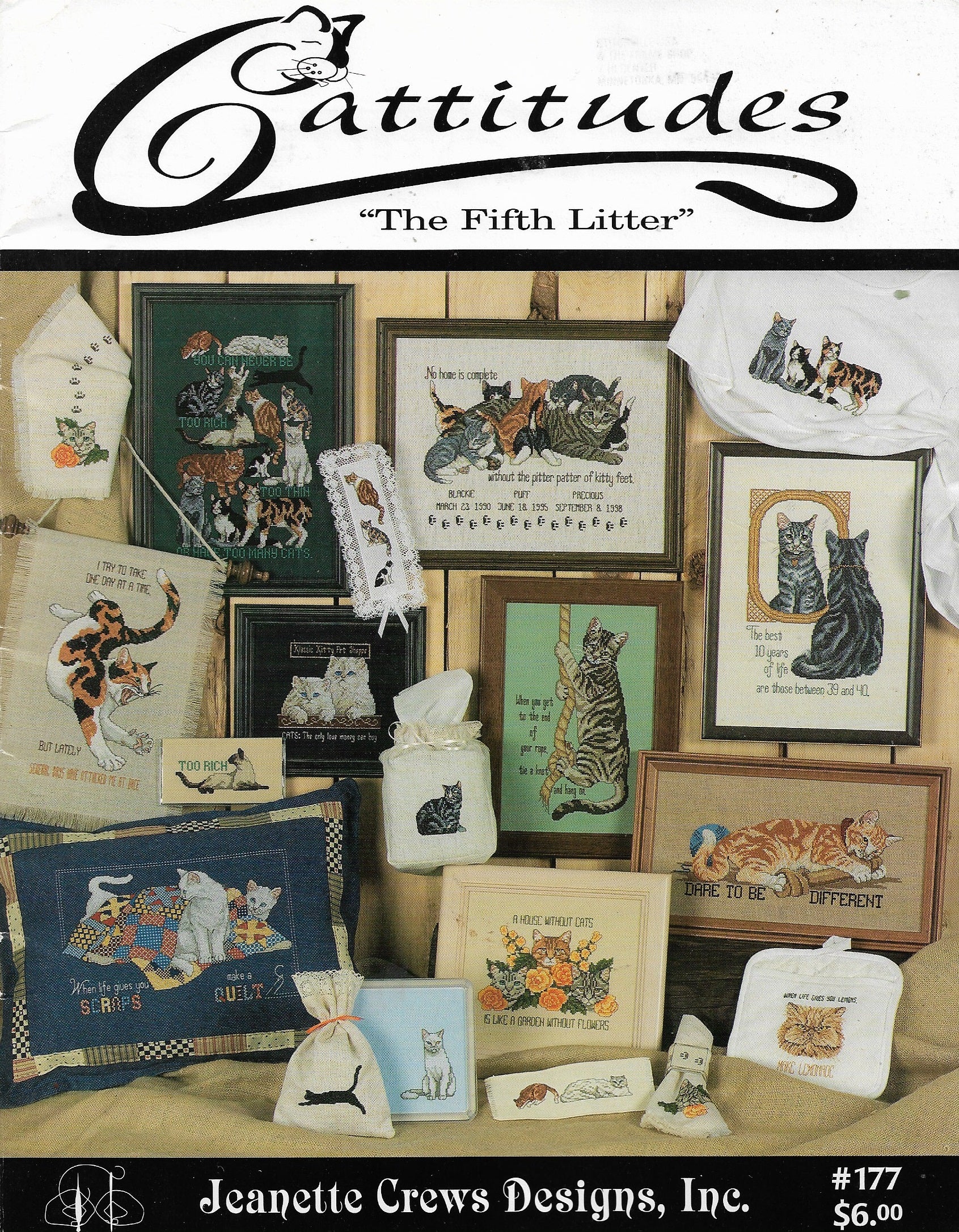 Jeanette Crews The Fifth Litter 177 Cattitudes cross stitch pattern