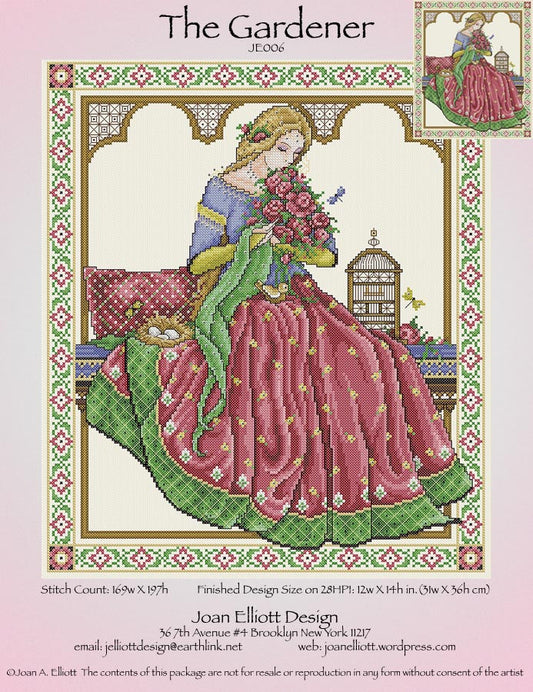 Joan Elliot The Gardener JE006 cross stitch pattern