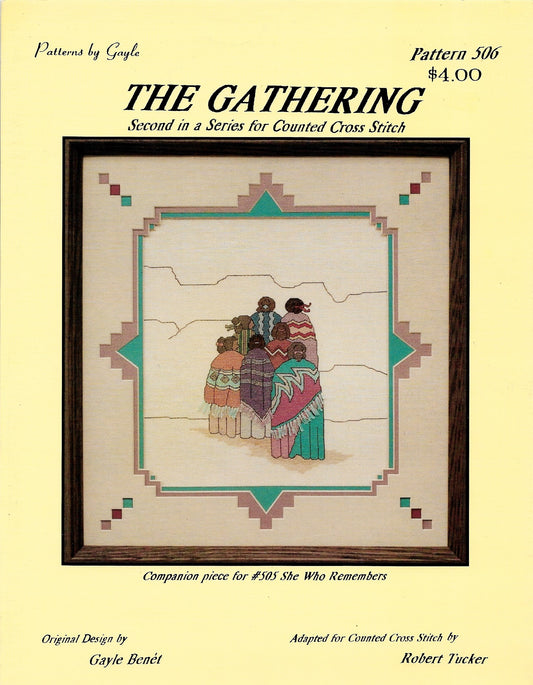Pueblo Publishing The Gathering native american cross stitch pattern