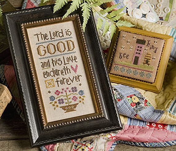 lizzie Kate The Lord Is Good B46 Boxer religious cross stitch pattern