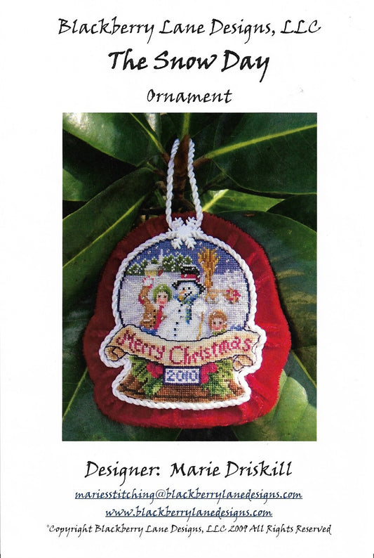 Blackberry Lane Designs The Snow Day 2010 Ornament christmas religious  cross stitch scissor fob pattern