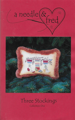 A Needle & Fred Three Stockings christmas pillow cross stitch pattern