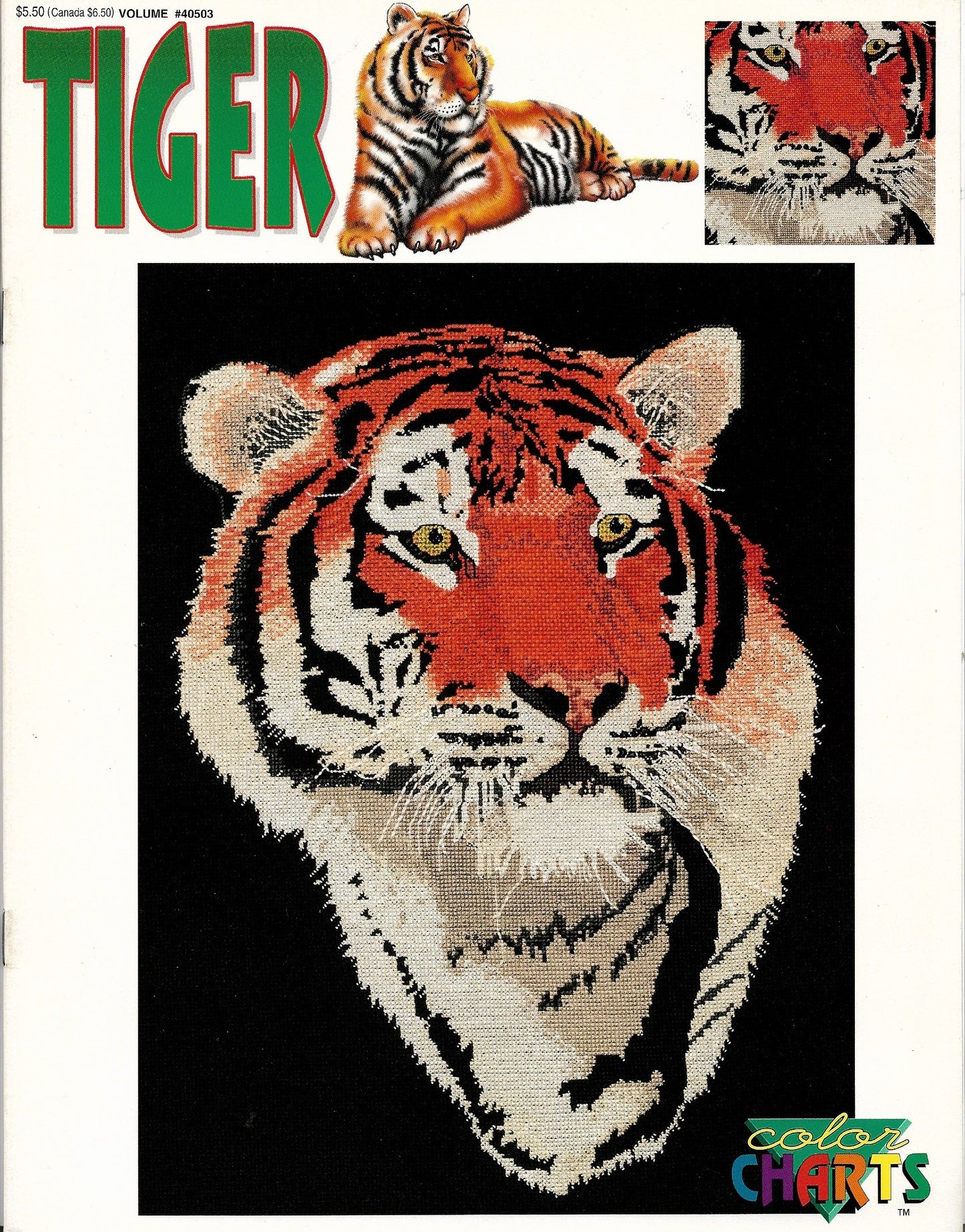 Color charts Tiger cross stitch pattern