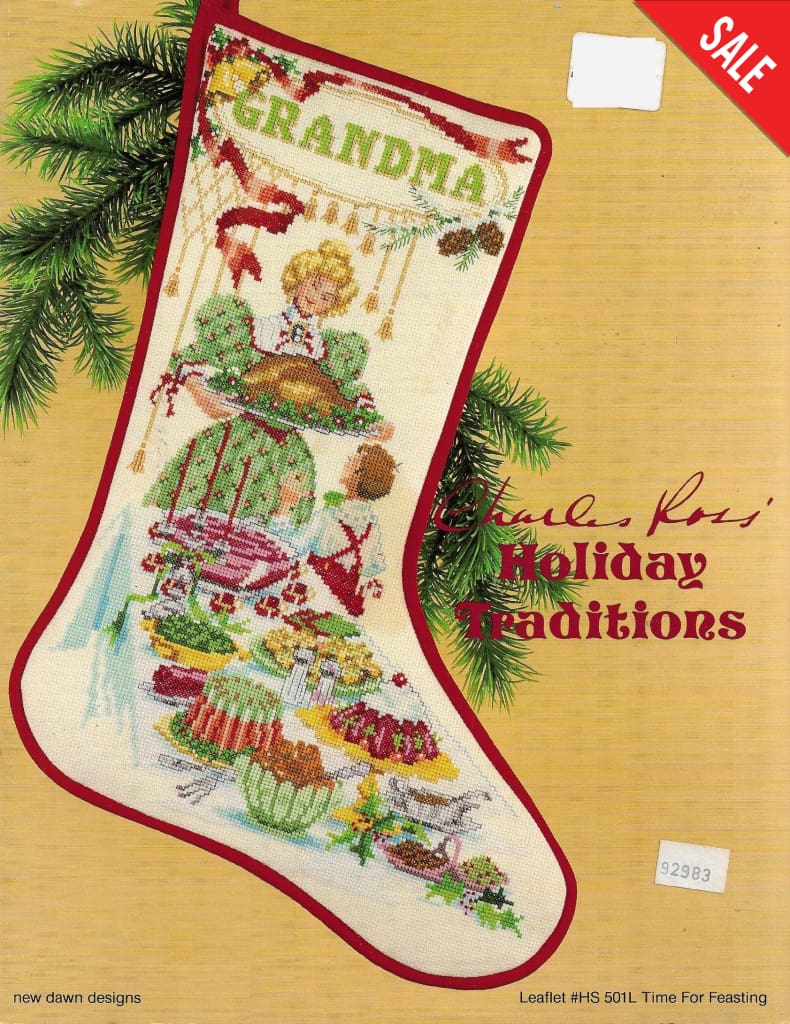 New Dawn Designs Time For Feasting Charles Ross cross stitch stocking pattern