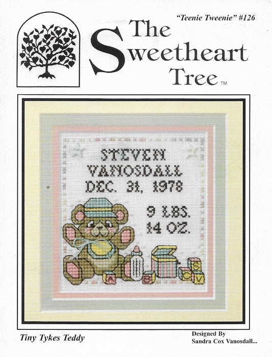 Sweetheart Tree Tiny Tikes Teddy TT126 baby cross stitch pattern