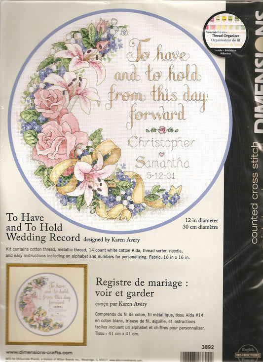 Dimensions To Have and to Hold 3892 wedding cross stitch kit