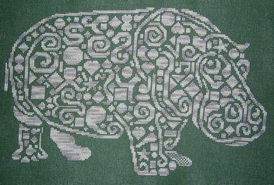 White Willow designs Tribal Hippo cross stitch pattern