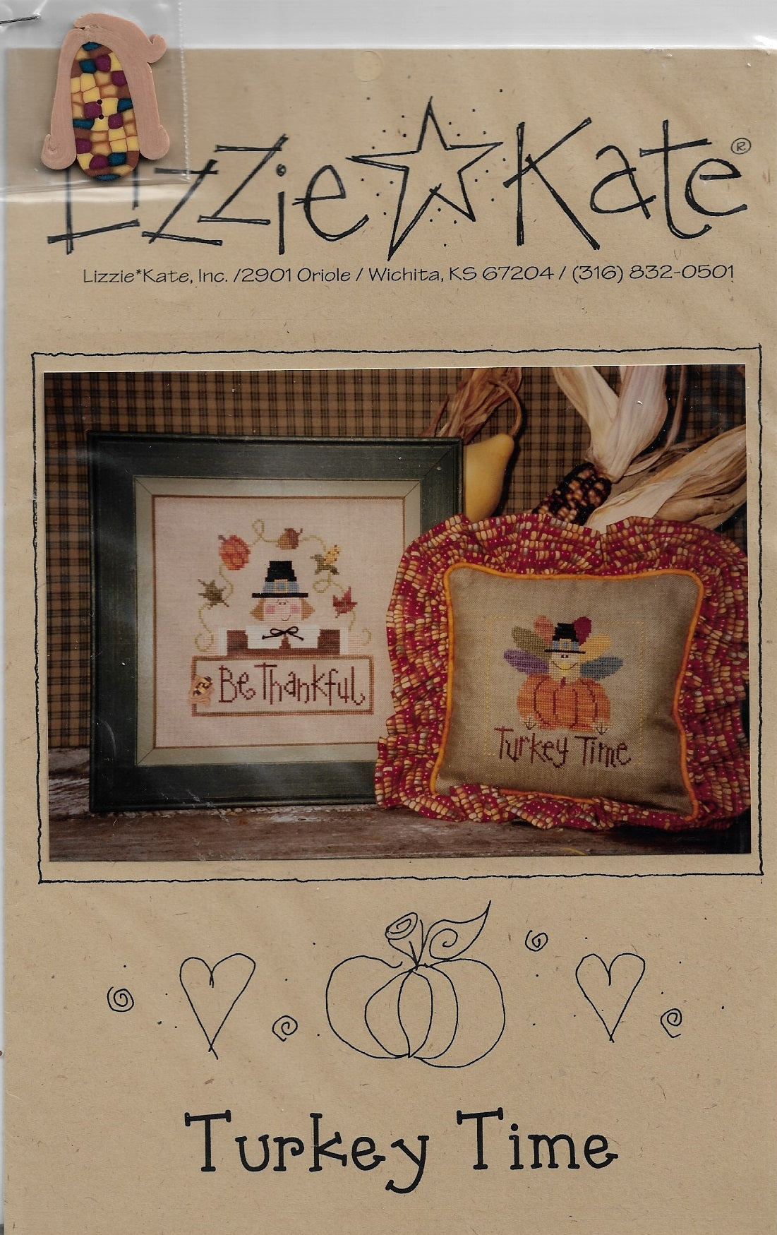 Lizzie Kate Turkey Time, LK073 Thanksgiving cross stitch pattern