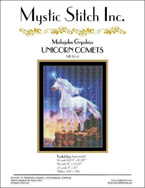 Mystic stitch Unicon Comets cross stitch pattern