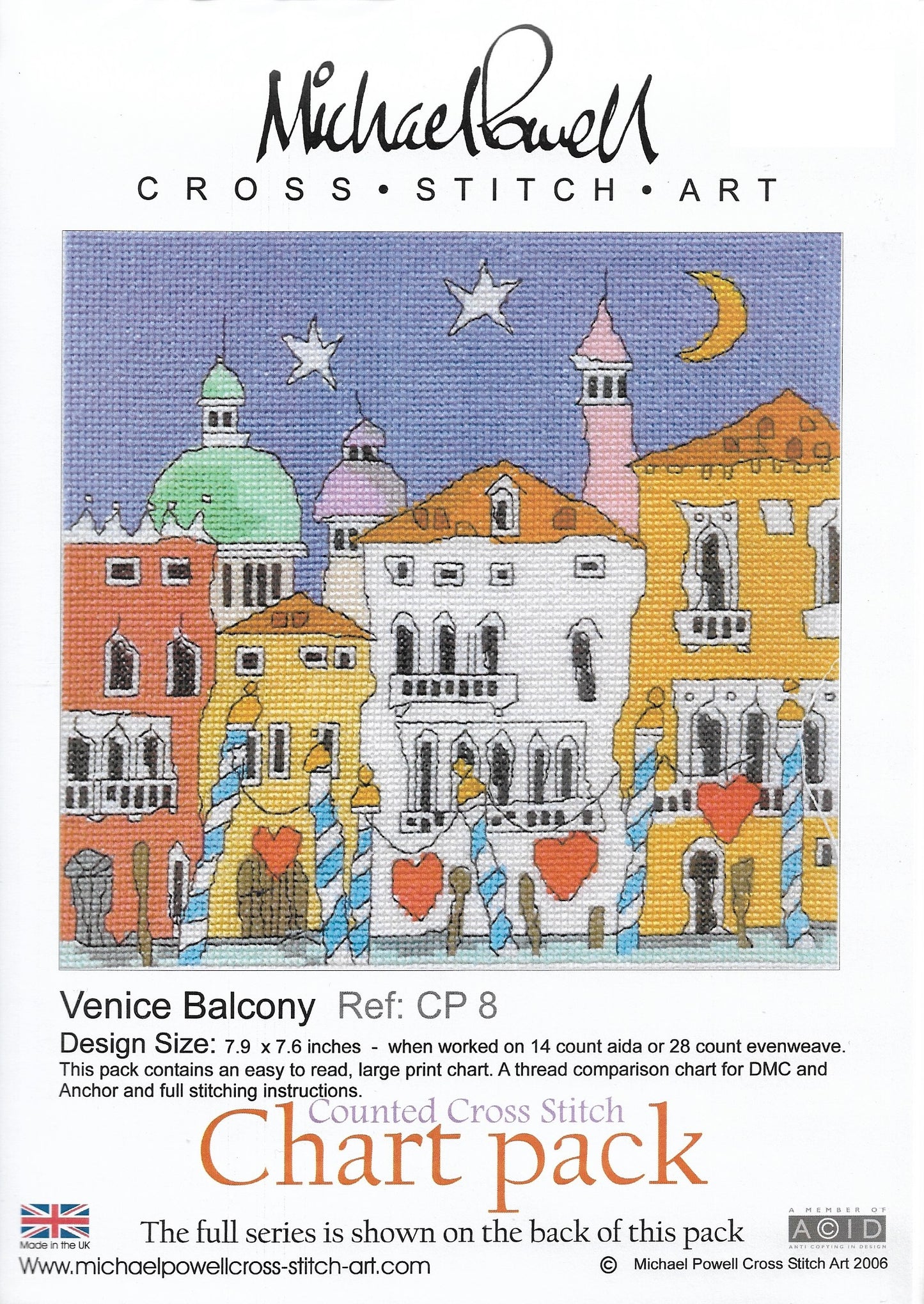 Michael Powell Venice Balcony CP8 cross stitch pattern