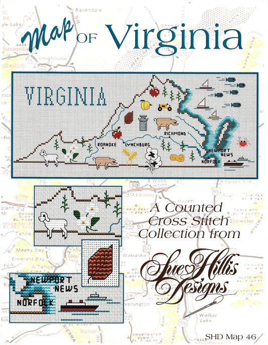 Sue Hillis Virginia SHD Map 46 cross stitch pattern