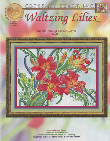 Cross My Heart Walting Lilies flower CSB-297 cross stitch pattern