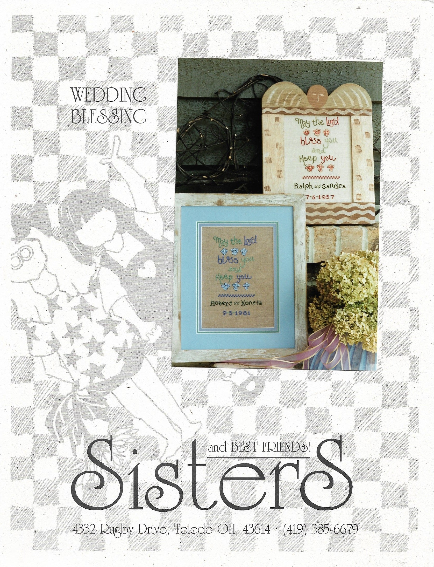 Sisters & Best friends Wedding Blessing cross stitch pattern