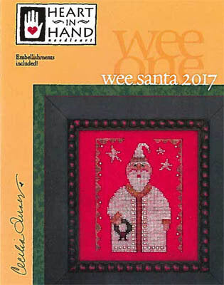 Heart in hand Wee Santa 2017 christmas cross stitch pattern