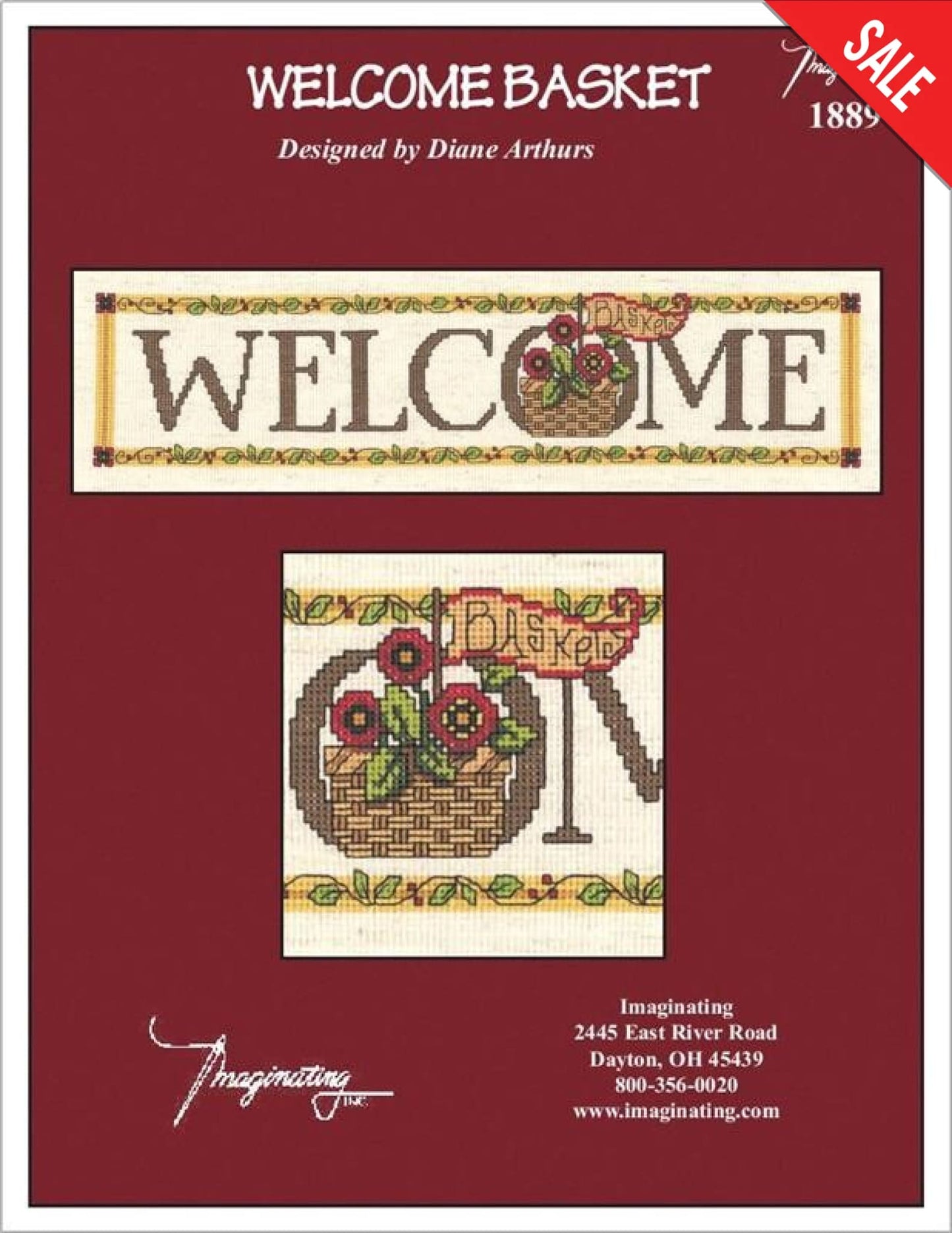 Imaginating Welcome Basket 1889 cross stitch pattern