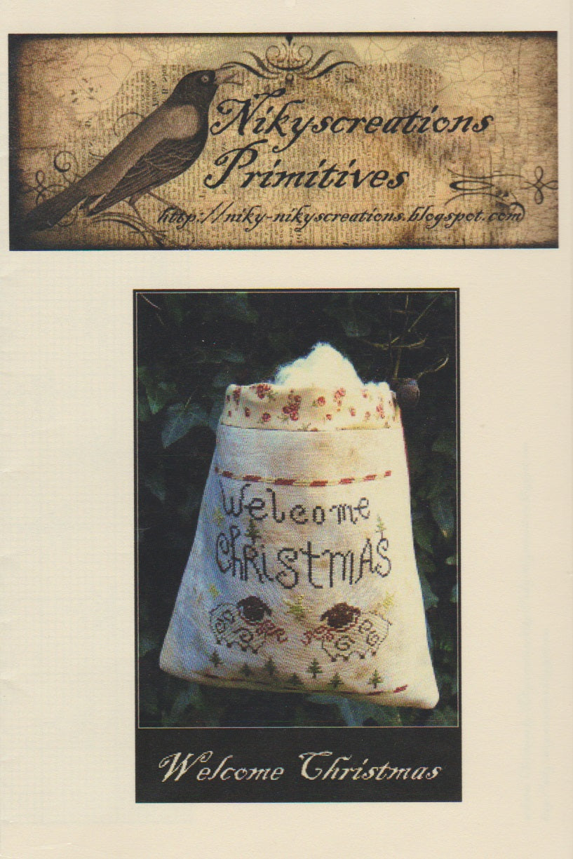 NikyCreations Primitives Welcome Christmas cross stitch pattern