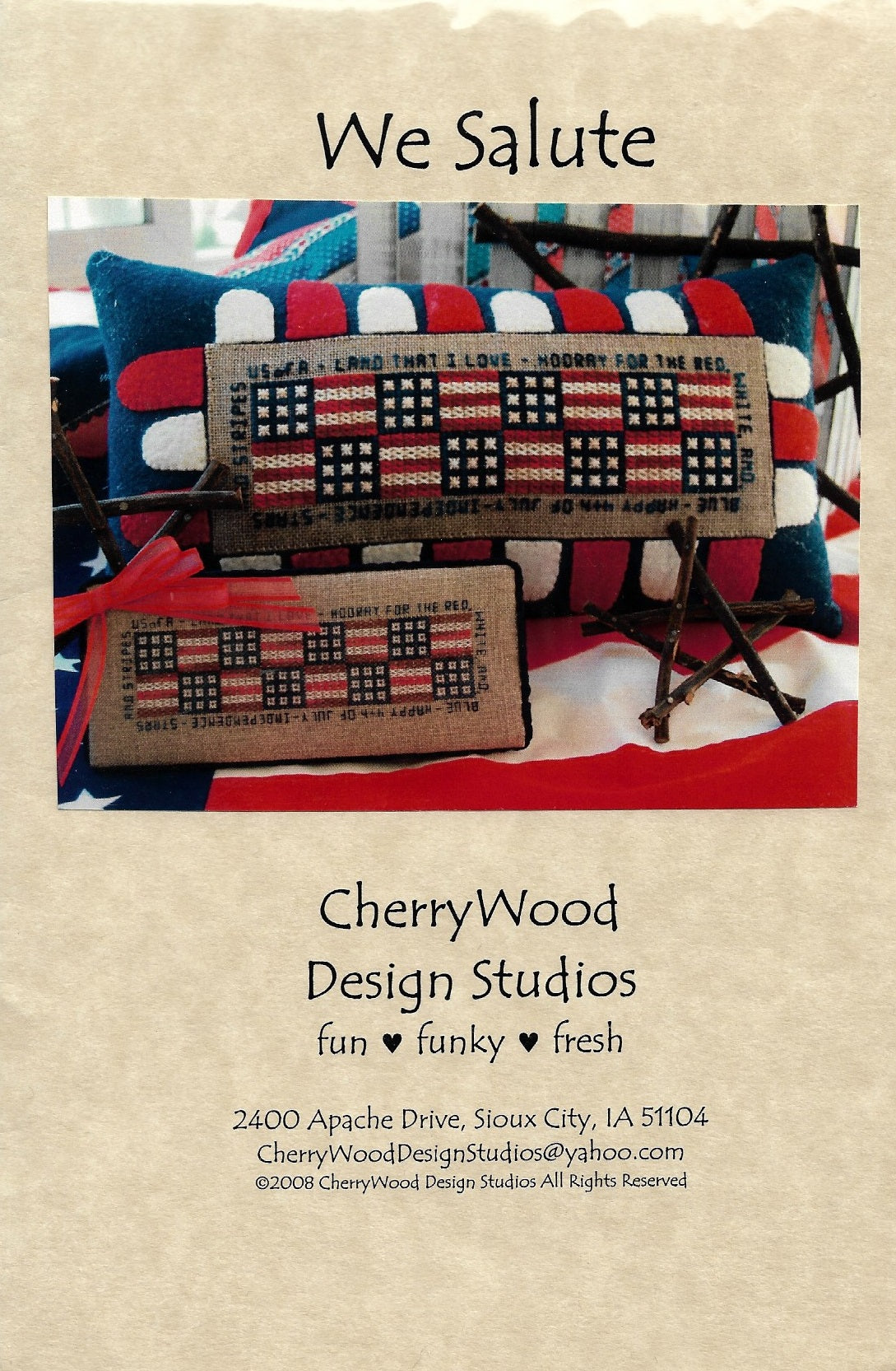 CherryWood We Salute patriotic cross stitch pattern