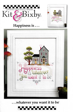 Kit & Bixby Happiness is...  whatever you want it to be cross stitch pattern