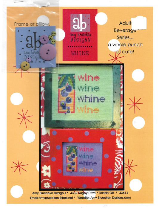 Amy Bruecken Wine, Wine, Whine cross stitch pattern