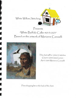 White Willow White Buffalo Caller 013-023 native american cross stitch pattern