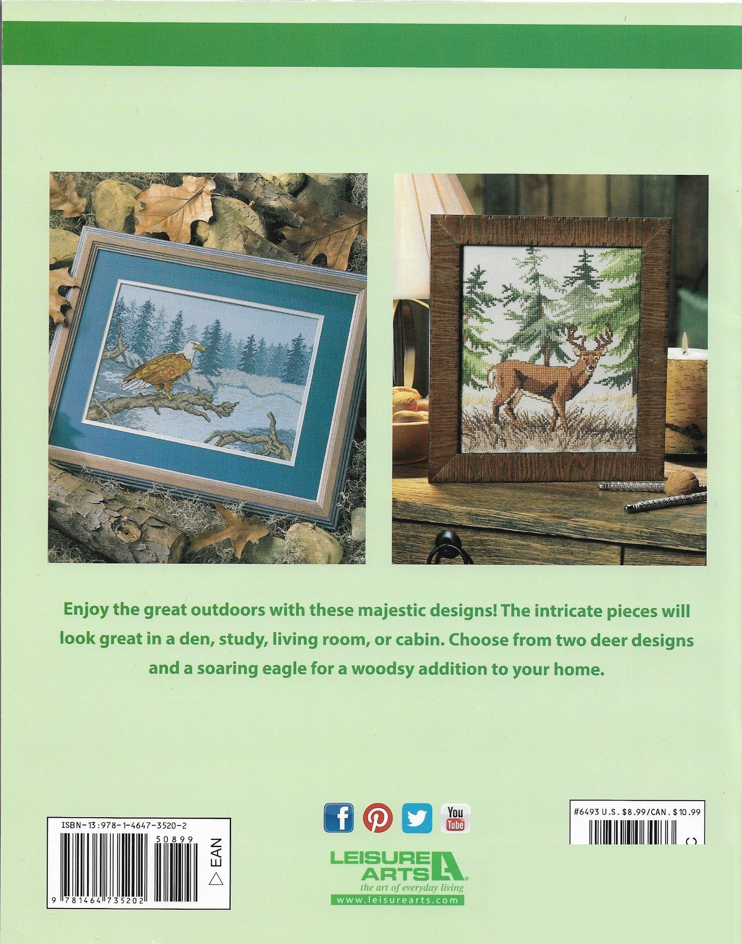 Leisure Arts Wildlife Portraits deer eagle cross stitch pattern