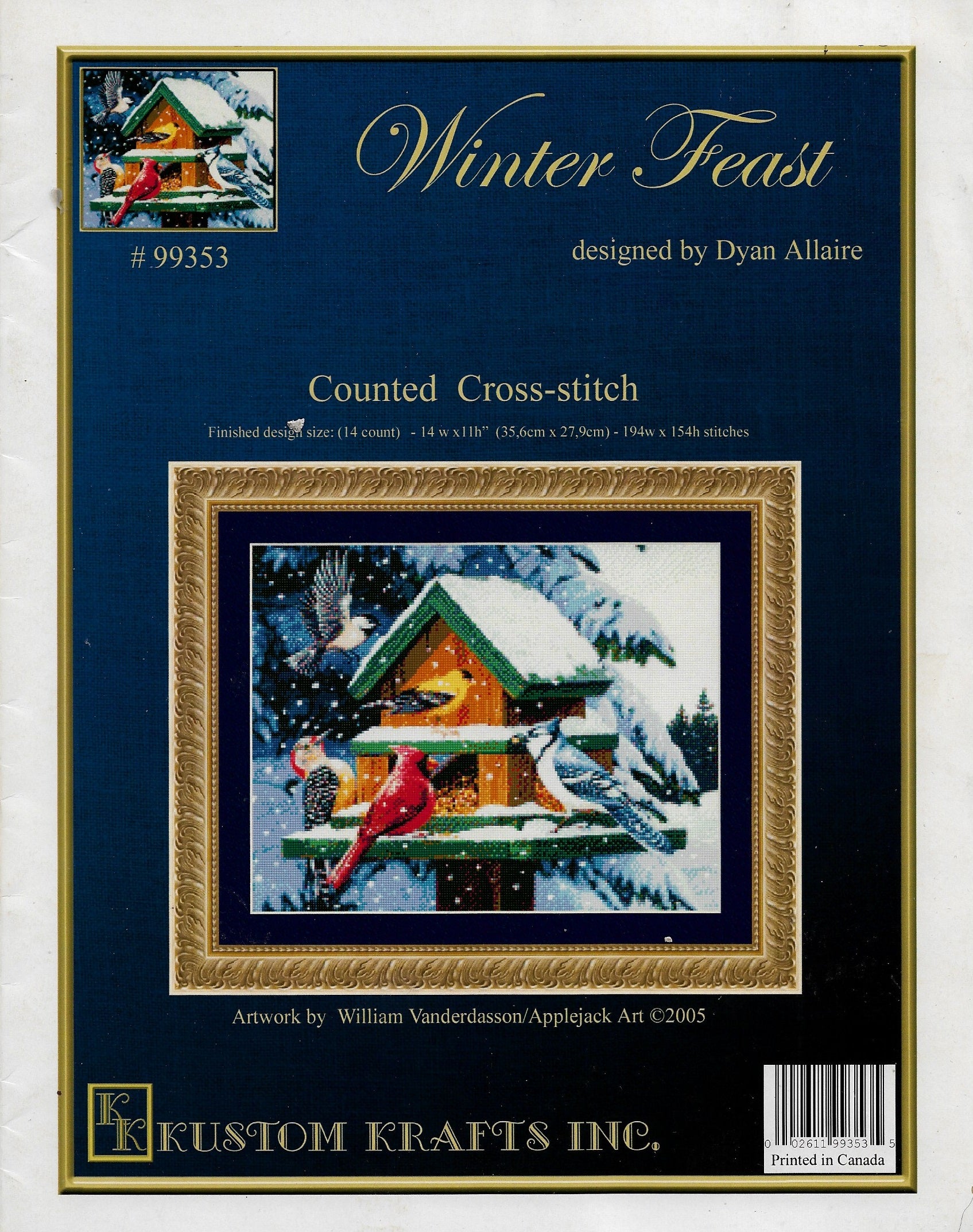 Kustom Krafts Winter Feast KK99353 bird cross stitch pattern