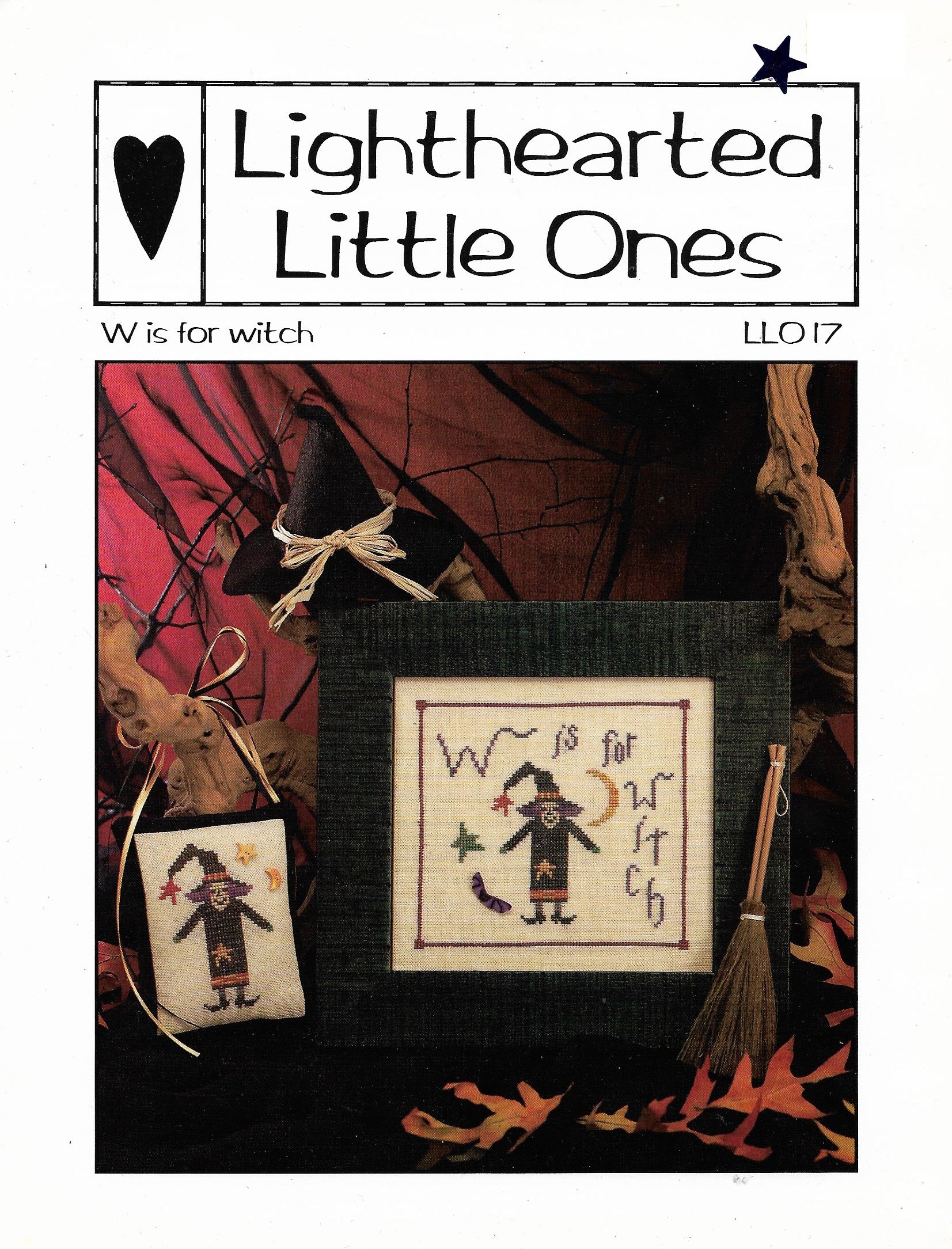 Claire Hatten Designs Light hearted little ones W is for Witch halloween cross stitch pattern
