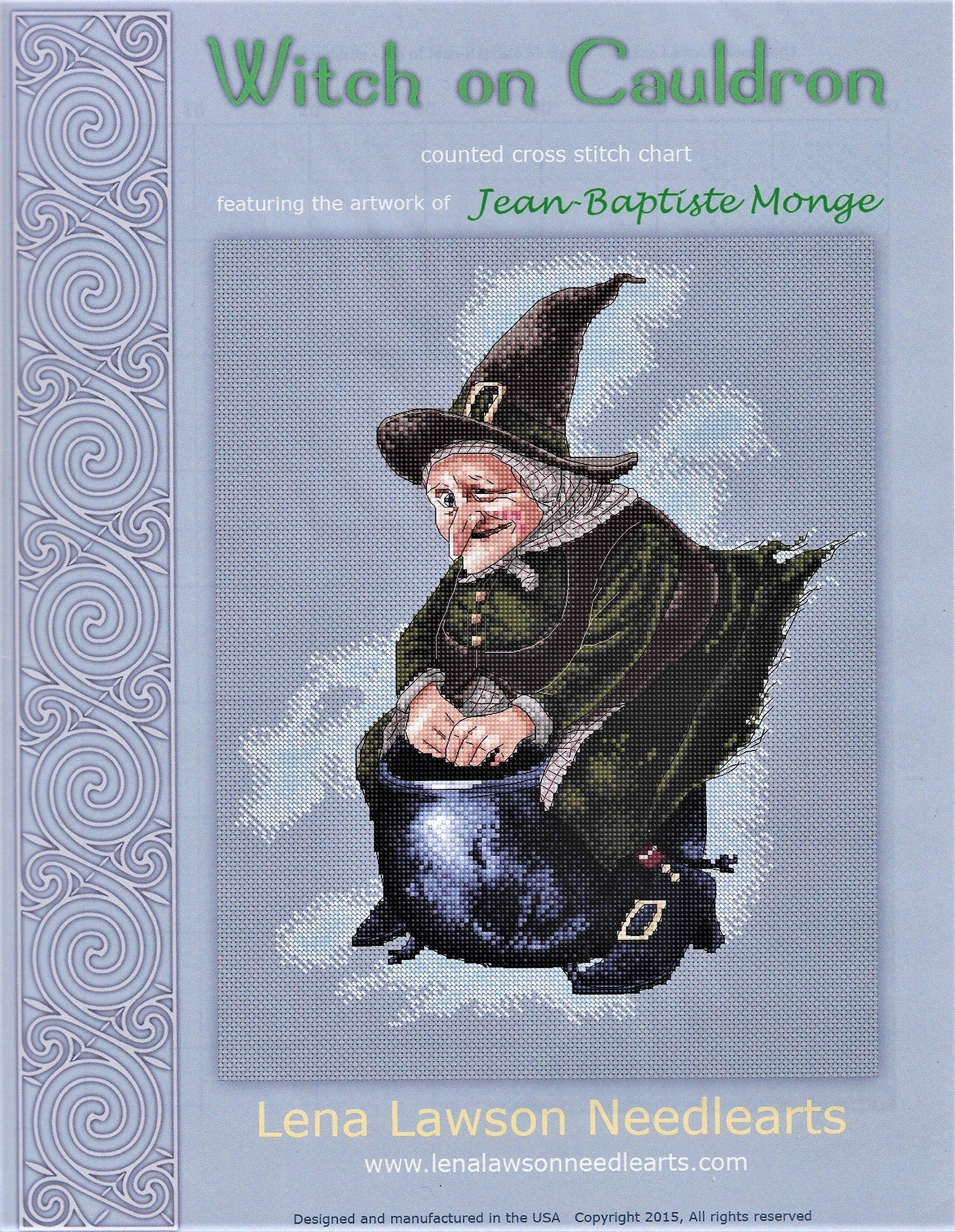 Lena Lawson Witch on Cauldron by Jean-Baptiste Monge cross stitch pattern