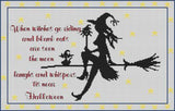 Artists Alley Witch riding broom cross stitch pattern