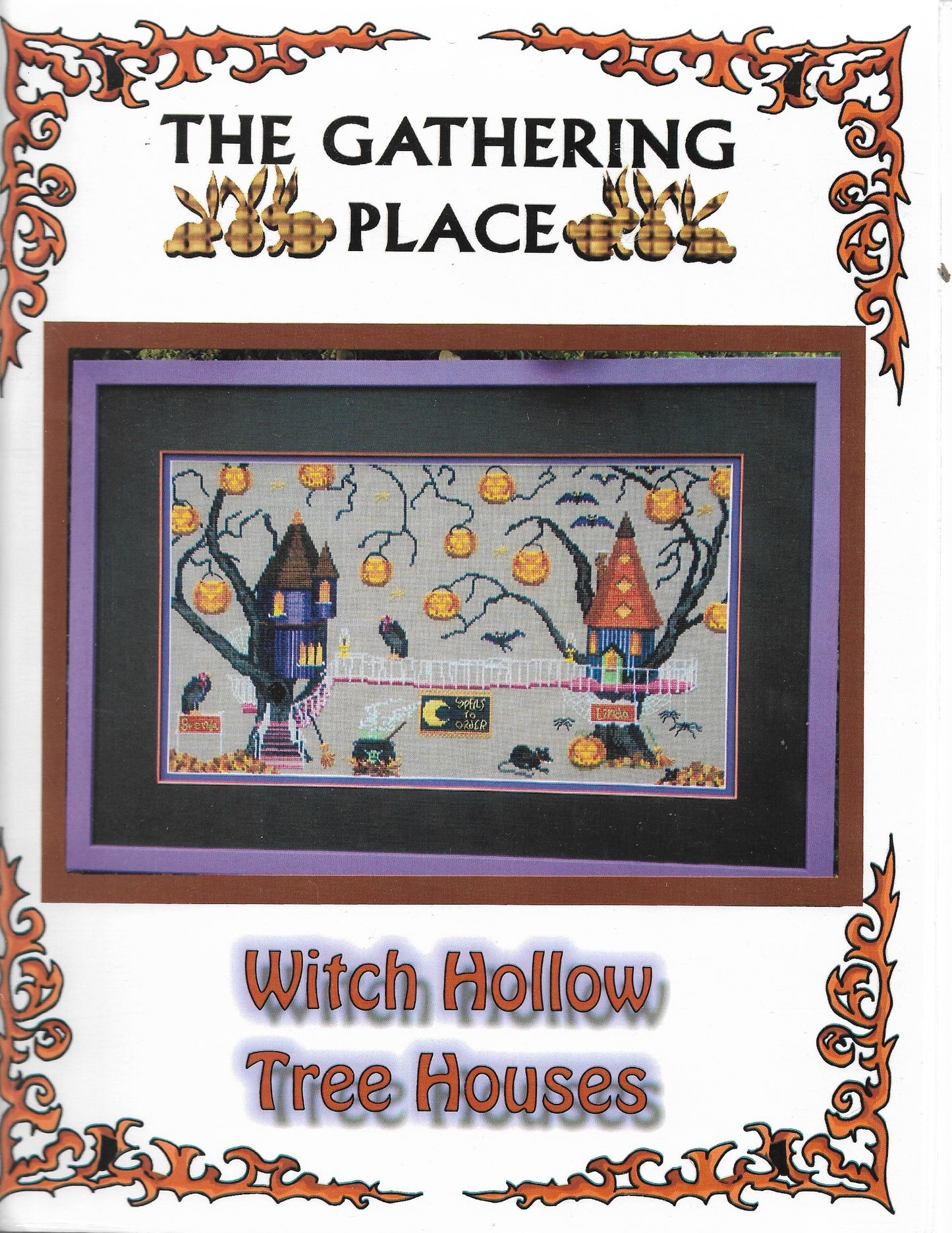 The Gathering Place Witch Hollow Tree Houses halloween cross stitch pattern