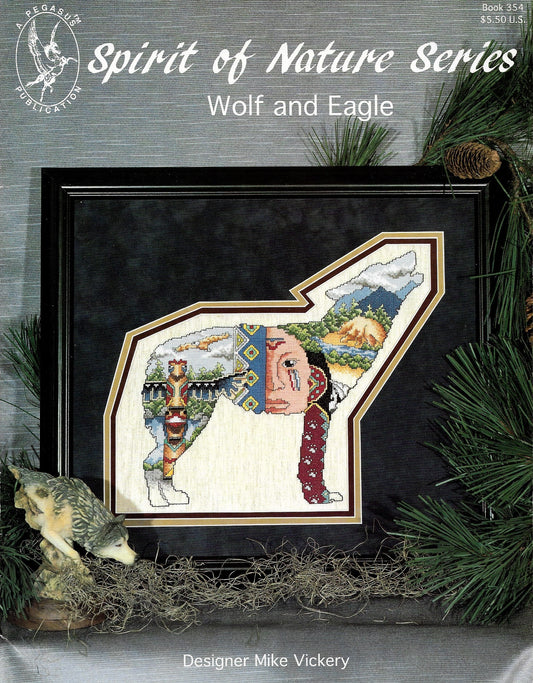 Pegasus Wolf and Eagle native american cross stitch pattern