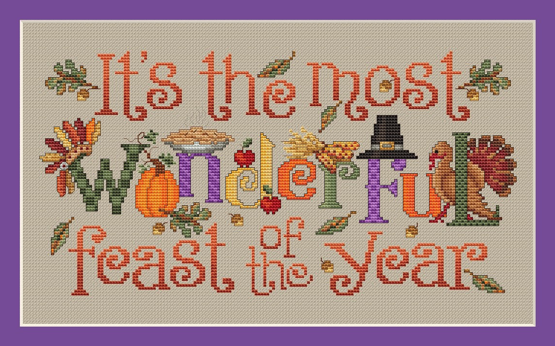 Sue Hillis Wonderful Feast L415 Thanksgiving cross stitch pattern