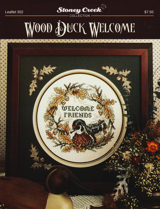 Stoney Creek Wood Duck Welcome, LFT302 animal cross stitch pattern